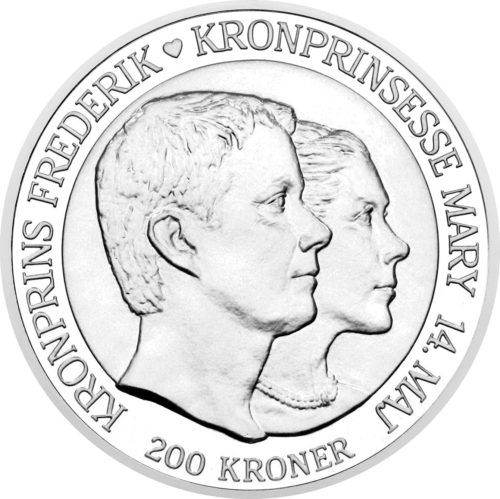 200 kronų Kronprinco vestuvės 2004 Danijos karalystė sidabrinė moneta (1)
