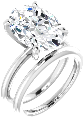 Sužadėtuvių Žiedas „Solitaire“ 585 Baltojo Aukso Oval 14mm x 10mm (6)