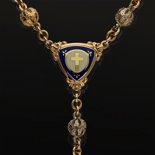 Gold rosary with Limoges enamel and a brilliant-cut diamond (4)