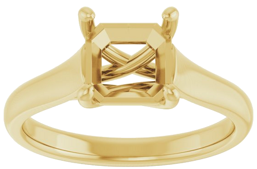 14K Yellow 7 mm Asscher Solitaire Engagement Ring Mounting (3)