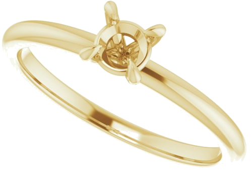 14K Yellow  4.4 mm Round Solitaire Engagement Ring Mounting (5)