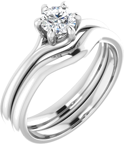 Sužadėtuvių Žiedas „Solitaire“ 585 Baltojo Aukso Round 4.8mm (6)