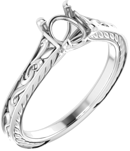 14K White 7x5 mm Oval Engagement Ring Mounting (1)