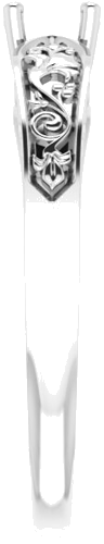 14K White 4.1 mm Round Floral Solitaire Engagement Ring Mounting (4)