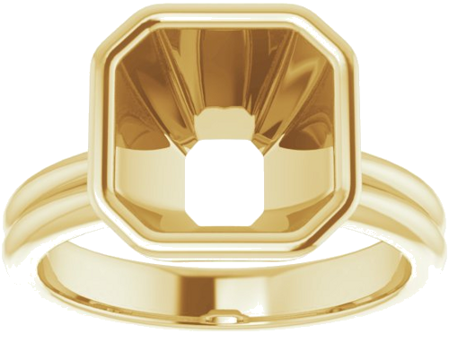 18K Yellow 9 mm Asscher Engagement Ring Mounting (3)