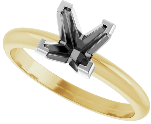 Sužadėtuvių Žiedas „V-End Solitaire“ 585 Baltojo Ir Geltonojo Aukso Square 6mm (5)