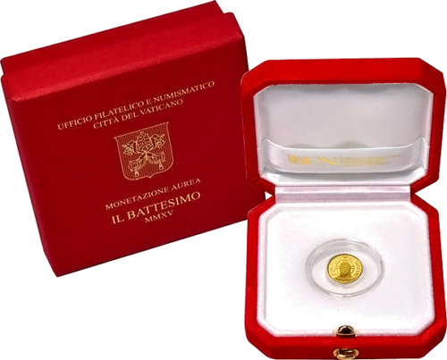 2015 3 гр. Ватикана Златна монета от 10 евро Тайнствeното Кръщение (2)