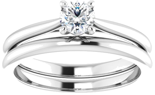 Sužadėtuvių Žiedas „Solitaire“ 585 Baltojo Aukso Round 4.4mm (8)