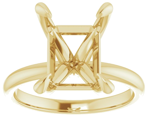 14K Yellow  11x9 mm Emerald Solitaire Engagement Ring Mounting (3)