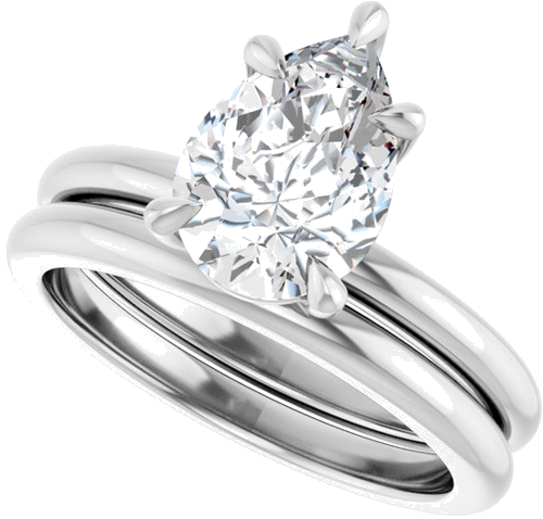14K White 10x7 mm Pear Solitaire Engagement Ring Mounting (6)