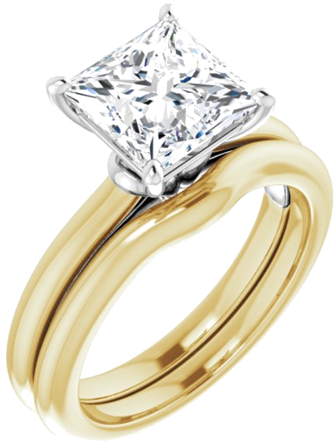 Sužadėtuvių Žiedas „Solitaire“ 585 Baltojo Ir Geltonojo Aukso Square 7.5mm (6)