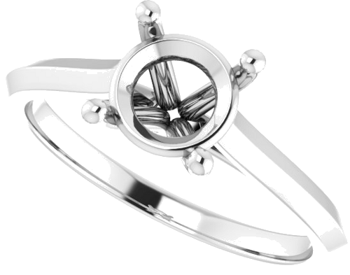 14K White 7 mm Round Solitaire Engagement Ring Mounting (5)