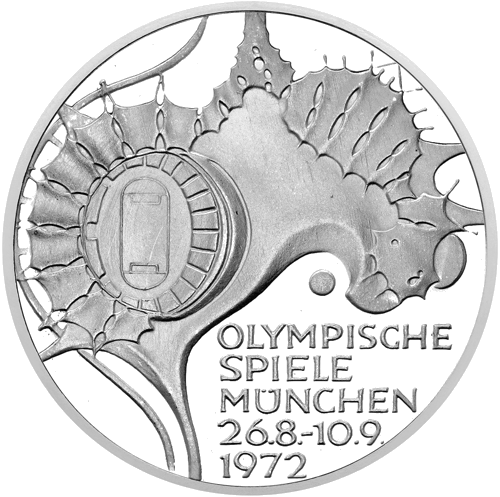 972 Мюнхен Олимпийски игри Германия 10 марки сребърна монета (1)