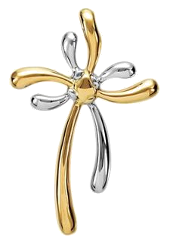 14K Yellow White 3 mm Round Cross Pendant Mounting (3)