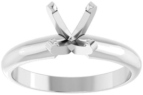 14K White 6-6.6 mm Round 4-Prong Heavy Solitaire Ring Mounting (3)