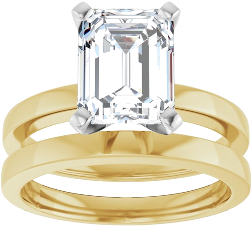 Sužadėtuvių Žiedas „Solitaire“ 585 Baltojo Ir Geltonojo Aukso Emerald 9mm x 7mm (8)