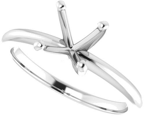 10K White  5.5 mm Square Solitaire Engagement Ring Mounting (5)