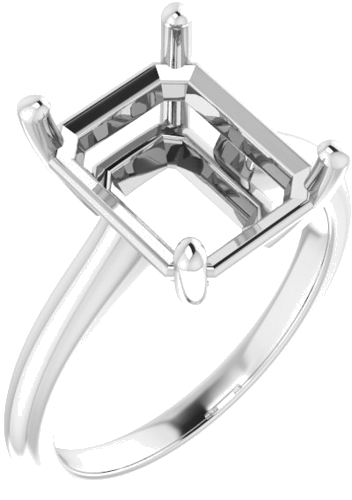 Sterling Silver 11x9 mm Emerald Solitaire Engagement Ring Mounting (1)