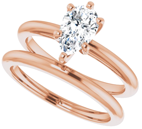 14K Rose  8x5 mm Pear Solitaire Engagement Ring Mounting (10)