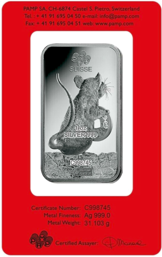 2020 Year of the Rat 1 oz Silver Bar Lunar PAMP (2)
