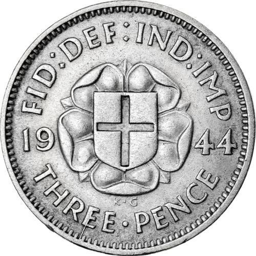 3 пенса Джордж VI (1937-1945) Сребърна монета Великобритания (2)