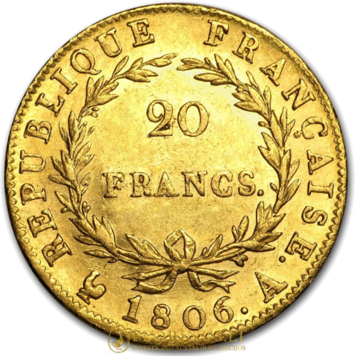 20 Frankų auksinė moneta Napoleonas Bonapartas (1804-1807), Prancūzijos respublika (2)
