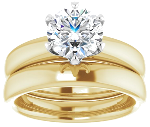 Sužadėtuvių Žiedas „Solitaire“ 750 Geltonojo Aukso Ir 950 Platinos Round 7.4mm (8)