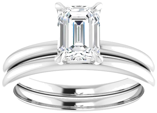 18K White  7x5 mm Emerald Solitaire Engagement Ring Mounting (8)