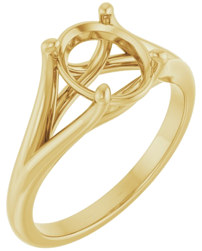 14K Yellow 9x7 mm Oval Solitaire Engagement Ring Mounting (1)