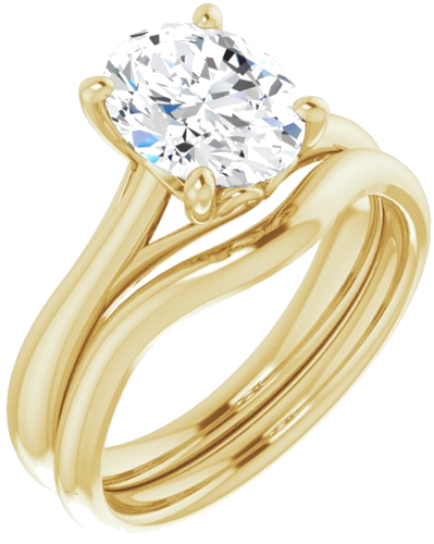 Sužadėtuvių Žiedas „Solitaire“ 585 Geltonojo Aukso Oval 9mm x 7mm (6)