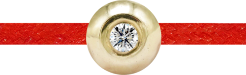 Raudono siūlo apyrankė su auksiniu karoliuku ir deimantu (2)