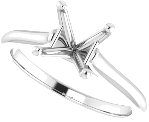 14K White 5.5 mm Square Solitaire Engagement Ring Mounting (5)