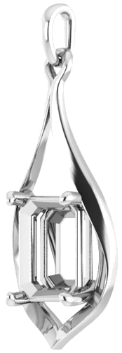 14K White  10x8 mm Emerald Pendant Mounting (2)