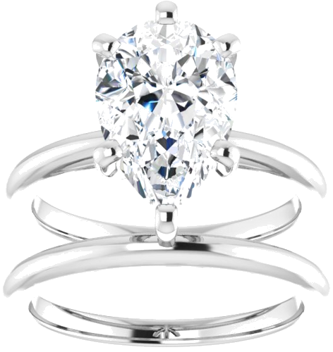 Sužadėtuvių Žiedas „Solitaire“ 585 Baltojo Aukso Pear Shape 12mm x 8mm (8)