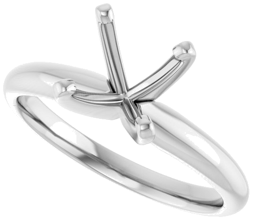 14K White 7.3-7.7 mm Round 4-Prong Solitaire Ring Mounting (5)