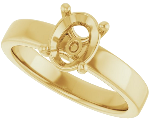 14K Yellow 8x6 mm Oval Solitaire Engagement Ring Mounting (5)