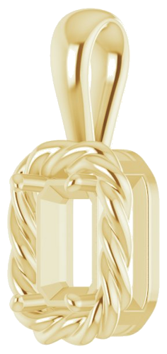 Pakabukas „Rope“ 585 Geltonojo Aukso Emerald 6mm x 4mm (2)