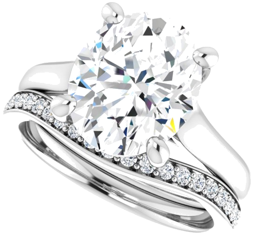14K White 11x9 mm Oval Solitaire Engagement Ring Mounting (10)