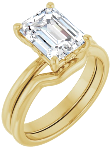 Sužadėtuvių Žiedas „Solitaire“ 585 Geltonojo Aukso Emerald 9mm x 7mm (6)