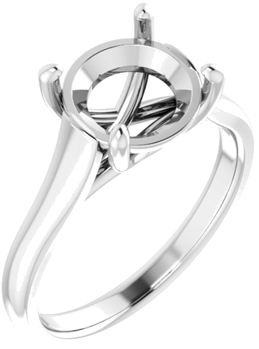 14K White 9 mm Round Solitaire Engagement Ring Mounting (1)