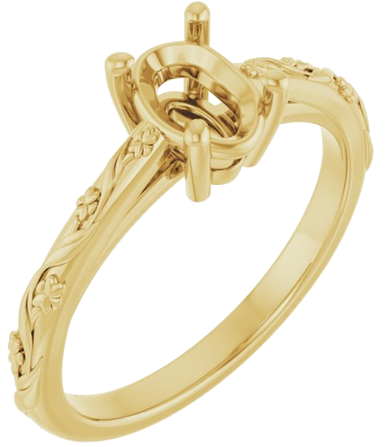 Sužadėtuvių Žiedas „Solitaire“ 585 Geltonojo Aukso Oval 7mm x 5mm (1)