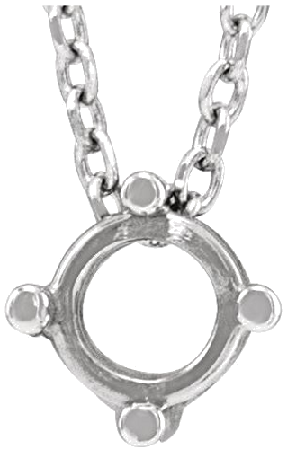 Sterling Silver 4.5 mm Round Cabochon 16-18  Necklace Mounting (1)