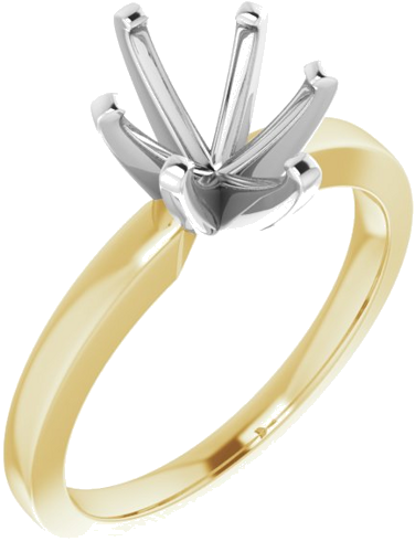 14K Yellow White 9x7 mm Oval Solitaire Engagement Ring Mounting (1)