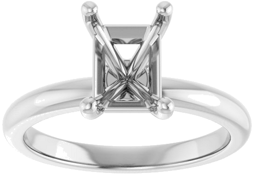 14K White 8 x 6 mm Emerald .05 CTW Lab-Grown Diamond Semi-Set Hidden Halo Engagement Ring (3)