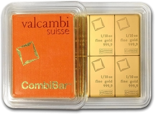 10 x 1/10 oz Инвестиционные золотые слитки Valcambi CombiBar™ (1)