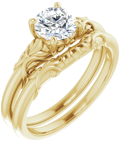 14K Yellow  6 mm Round Solitaire Engagement Ring Mounting (6)