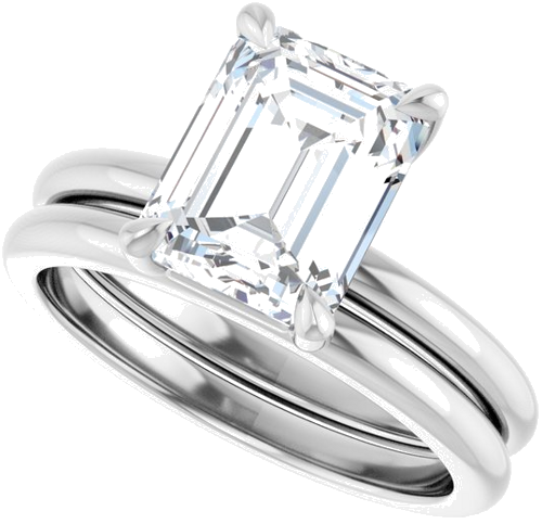 Sužadėtuvių Žiedas 585 Baltojo Aukso Emerald 9mm x 7mm (9)