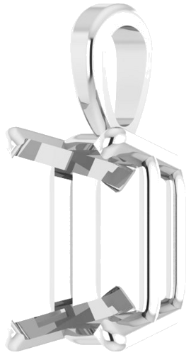 14K White 8.5x6 mm Emerald 4-Prong Pendant Mounting (2)