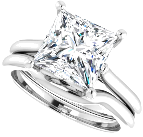 14K White 8 mm Square Solitaire Engagement Ring Mounting (10)