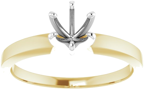 14K Yellow   White 5-5.3 mm Round 6-Prong Solitaire Engagement Ring Mounting (3)